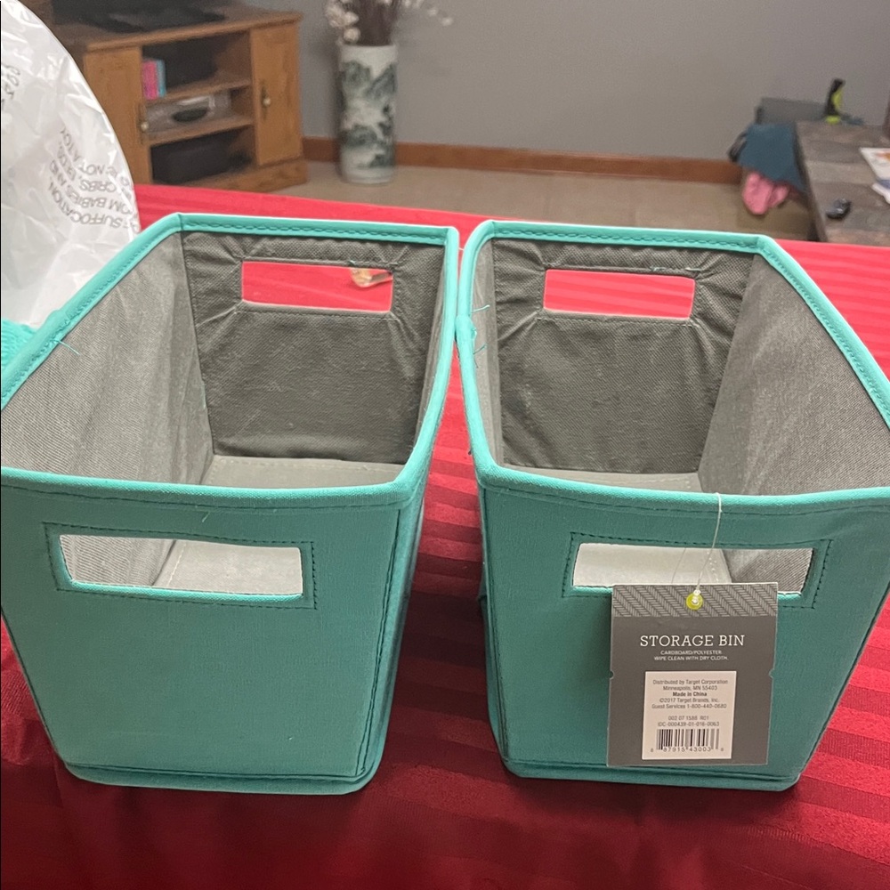 Threshold Turquoise Fabric Storage Bins - Set of 2